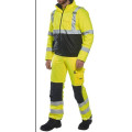 Mens Contrast Hooded Hi-Vis Windproof Rain Coat Work Waterproof Jacket with Reflective Tapes and Pockets Safety